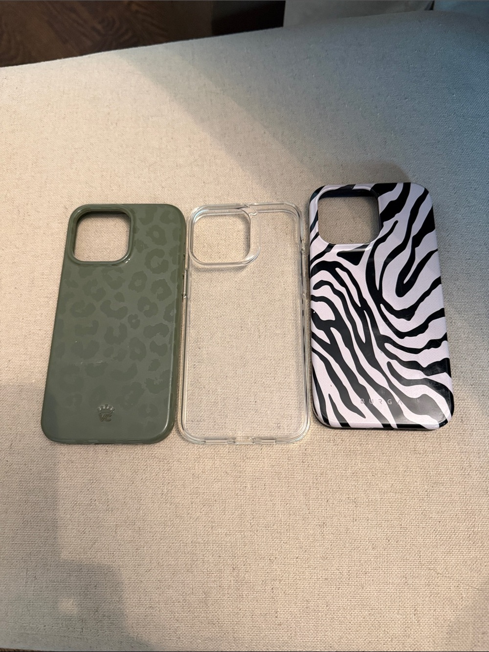 IPhone 15 plus case Bundle - Green Leopard, Clear, and Zebra Print Cases